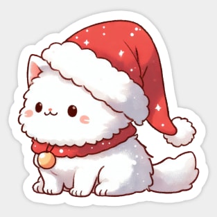 Cute Christmas White Kitty Sticker